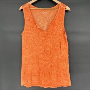 Soft Surroundings Floral Embroidered Sleeveless Tunic Top S Orange Coastal Modal